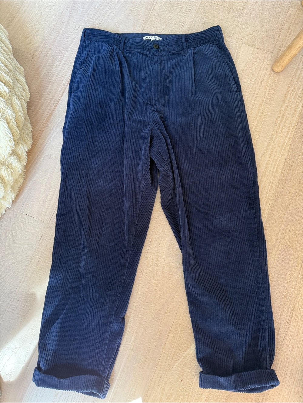 Alex Mill Navy Corduroy Pleated Men's Trousers
